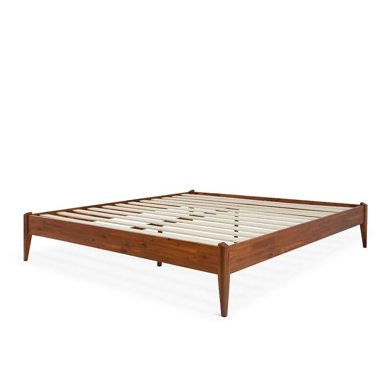 King Bed Frame, 15" Solid Wood Platform Bed Frame, Japanese Joinery Bed